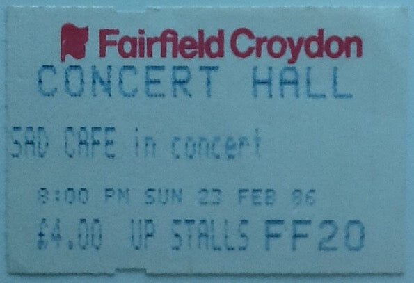 Sad Cafe Original Used Concert Ticket Fairfield Hall Croydon London 1986