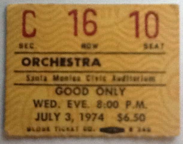 Steely Dan Original Used Concert Ticket Santa Monica Civic Auditorium 1974