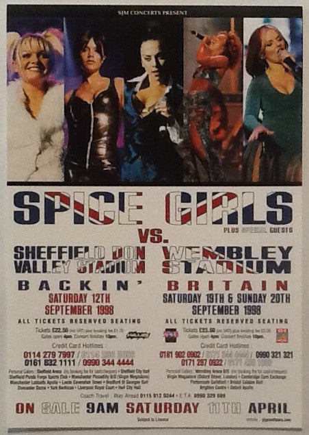 Spice Girls Original Concert Tour Gig Handbill Flyer Sheffield London 1998