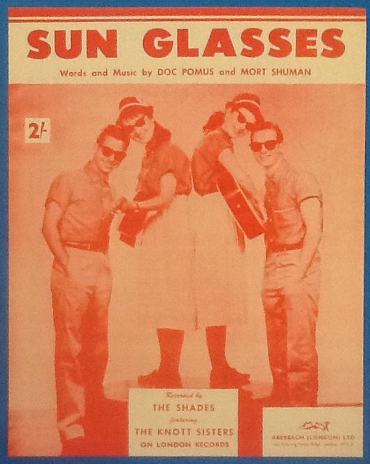 Shades Sun Glasses Original Mint Sheet Music 1958