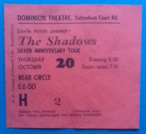 Shadows Original Used Concert Ticket London 1983