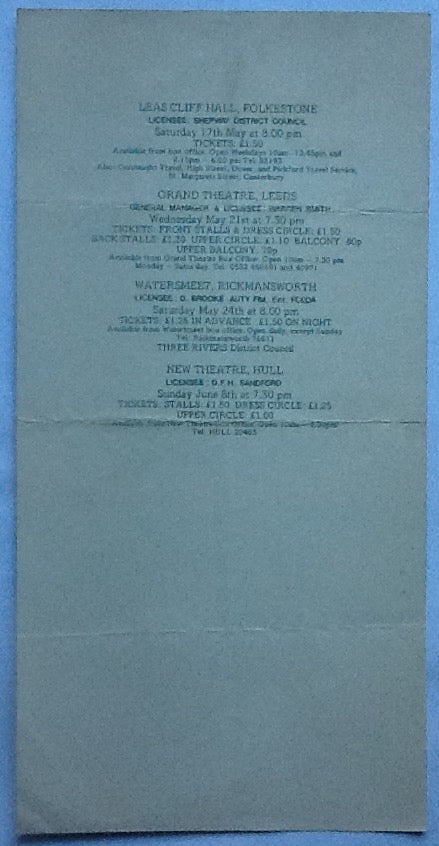 Showaddywaddy Original Early Concert Handbill Flyer UK Tour 1975