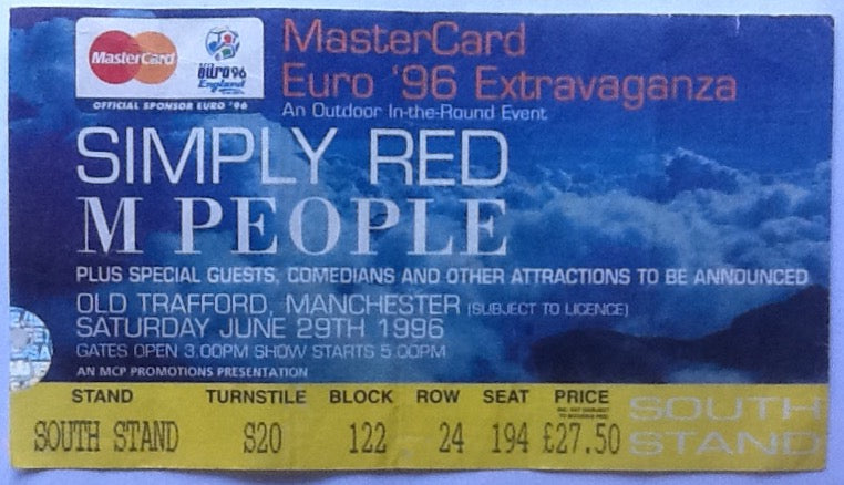 Simple Red M People Original Concert Ticket Old Trafford Stadium Manchester 1996