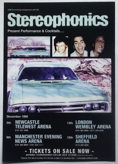 Stereophonics Original Concert Handbill Flyer UK Tour 1999