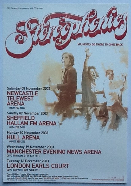 Stereophonics Original Concert Handbill You Gotta Go There To Come Back Tour 2003