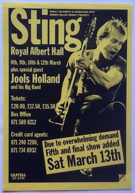 Police Sting Original Concert Handbill Flyer Royal Albert Hall London 1993