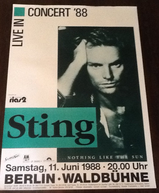 Police Sting Original Concert Tour Gig Poster Waldbühne Berlin 1988