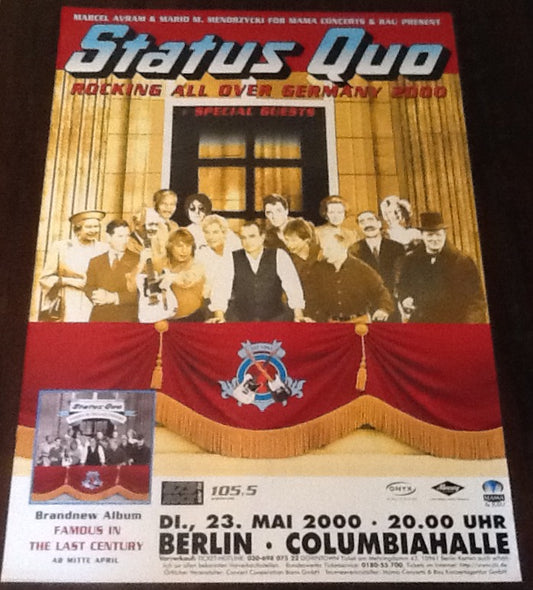 Status Quo Original Concert Tour Gig Poster Columbiahalle Berlin 2000