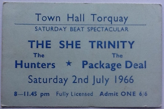 She Trinity Original Used Concert Ticket Torquay Town Hall 1966