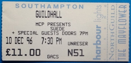 Suede Original Used Concert Ticket Guildhall Southampton 10th Dec 1996