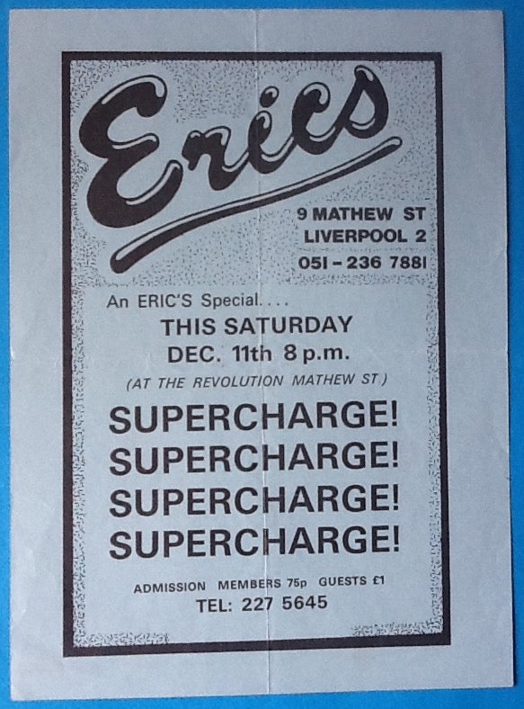 Supercharge! Original Concert Handbill Flyer Eric's Liverpool 1976