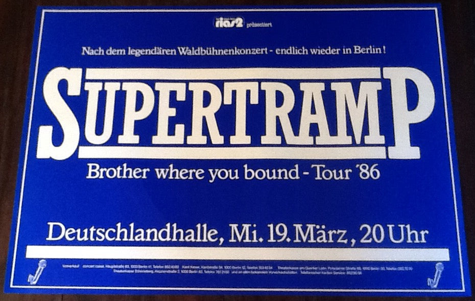 Supertramp Original Concert Tour Gig Poster Deutschlandhalle Berlin 1986