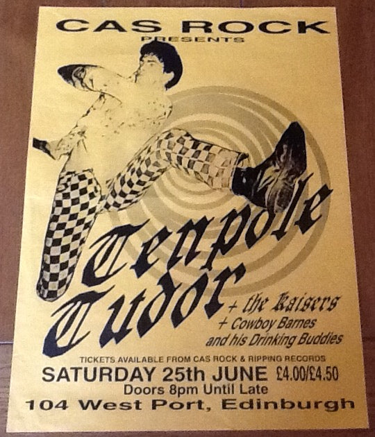 Tenpole Tudor Original Concert Tour Gig Poster Cas Rock Cafe Edinburgh 1994