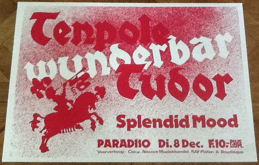 Tenpole Tudor Original Concert Tour Gig Poster Paradiso Club Amsterdam 1981