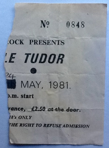 Tenpole Tudor Original Used Concert Ticket Jenkinsons Brighton 1981