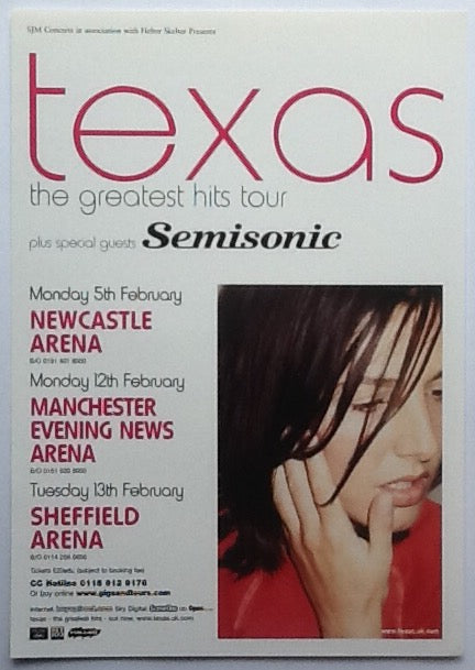 Texas Original Concert Handbill Flyer Greatest Hits Tour 2001