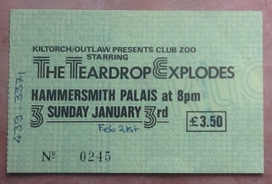 Teardrop Explodes Used Concert Ticket London 1982