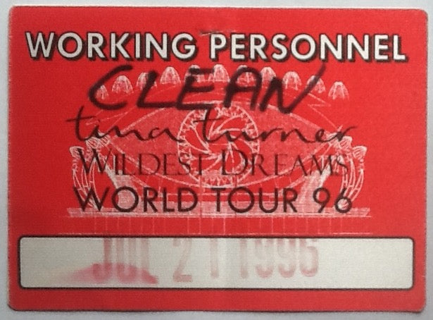 Tina Turner Original Unused Concert Backstage Pass Ticket Wembley Stadium London 1996