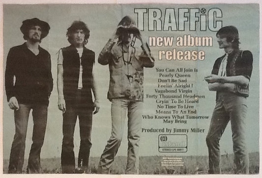 Traffic Self Titled 2nd Album Original New Release Promo Poster 1968