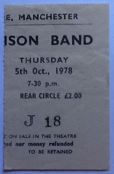 Tom Robinson Band Original Used Concert Ticket Apollo Theatre Manchester 1978