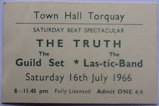 Truth Original Used Concert Ticket Torquay Town Hall 1966