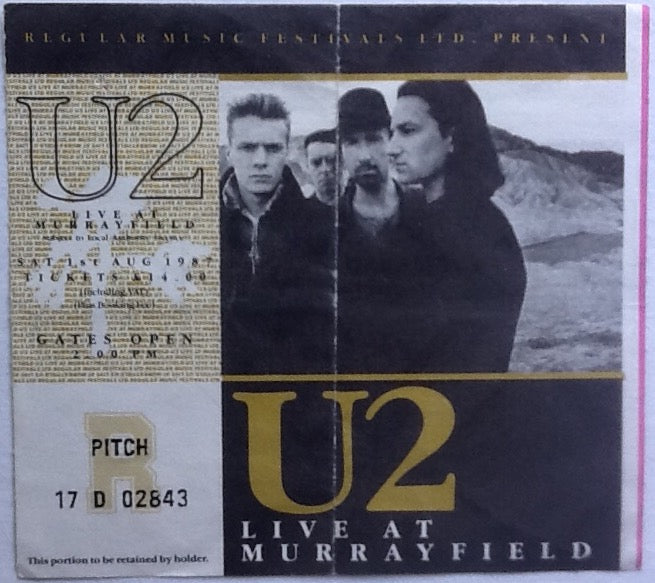 U2 Original Used Concert Ticket Murrayfield Edinburgh 1987
