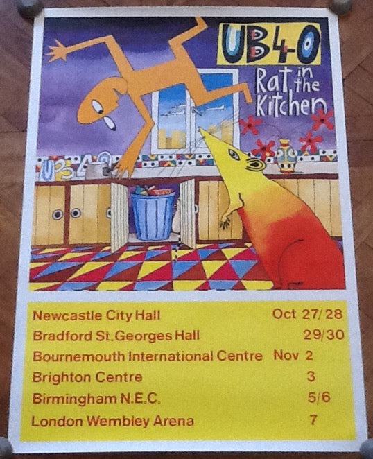 UB40 Original Promo Concert Tour Gig Poster Rat In The Kitchen UK Tour 1986