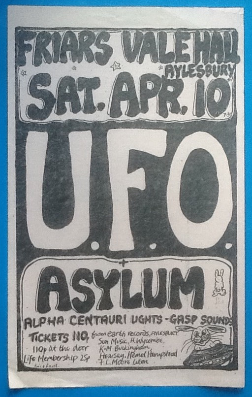 UFO Asylum Concert Handbill Flyer Friars Aylesbury 1976