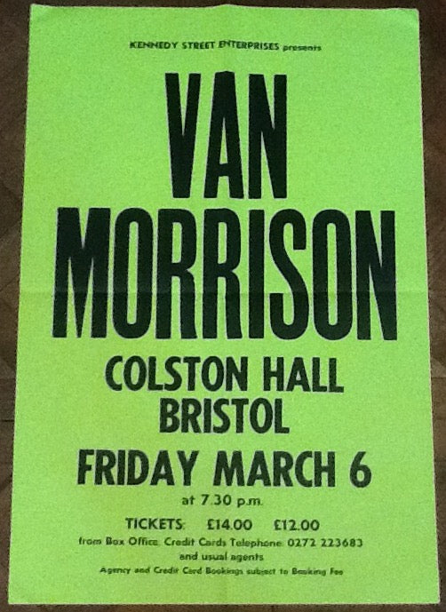Van Morrison Original Concert Tour Gig Poster Colston Hall Bristol 1992