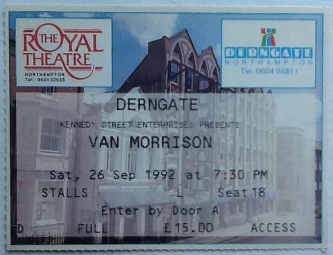 Van Morrison Original Used Concert Ticket Royal Theatre Northampton 1992