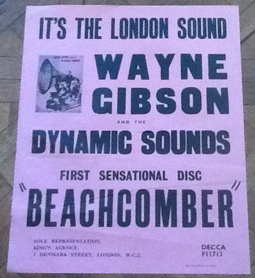 Wayne Gibson & the Dynamic Sounds Beachcomber Original Promo Poster  1963