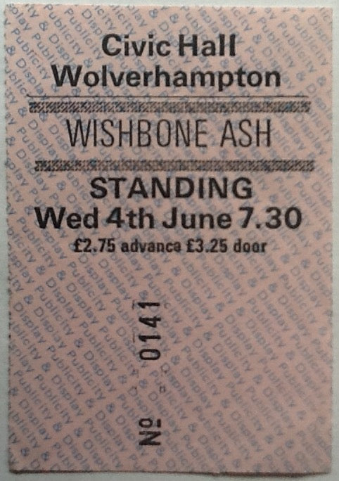 Wishbone Ash Original Used Concert Ticket Civic Hall Wolverhampton 1980