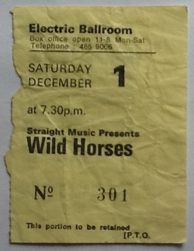 Wild Horses Original Used Concert Ticket Electric Ballroom London 1979