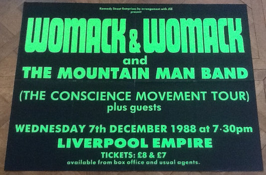 Womack & Womack Original Promo Concert Tour Gig Poster Empire Theatre Liverpool 1988