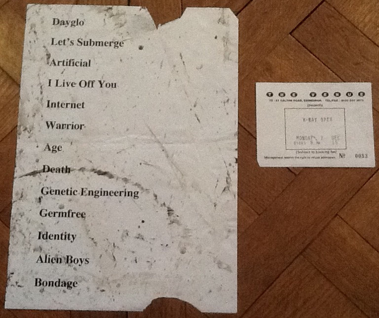 X-Ray Spex Original Concert Ticket And Setlist The Venue Edinburgh 1996