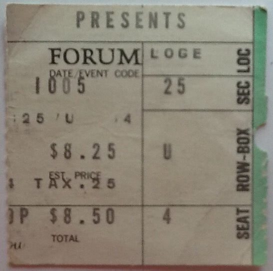 Yes Original Used Concert Ticket Forum Los Angeles 1978
