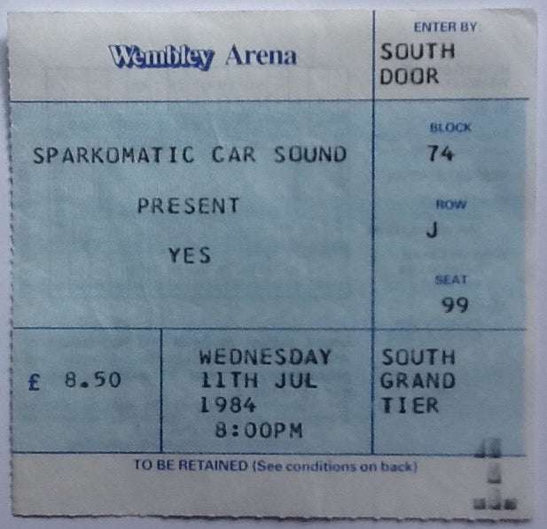 Yes Original Used Concert Ticket Wembley Arena London 1984