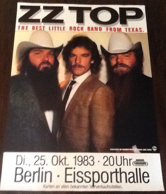 ZZ Top Original Concert Tour Gig Poster Eissporthalle Berlin 1983