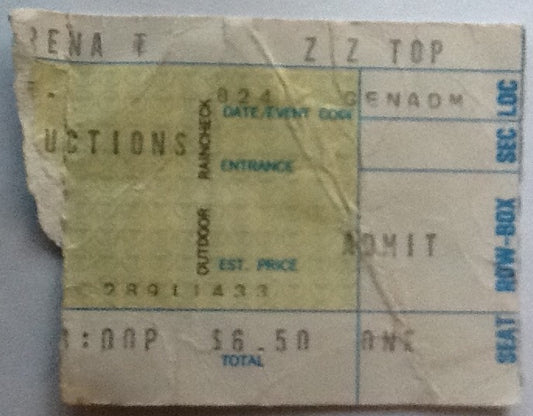 ZZ Top Original Used Concert Ticket Long Beach Arena 1974