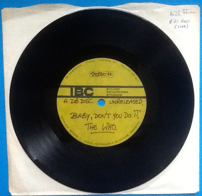 Who 7" Acetate Join Together With The Band IBC 1970