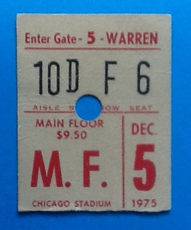 Who Used Concert Ticket Chicago 1975