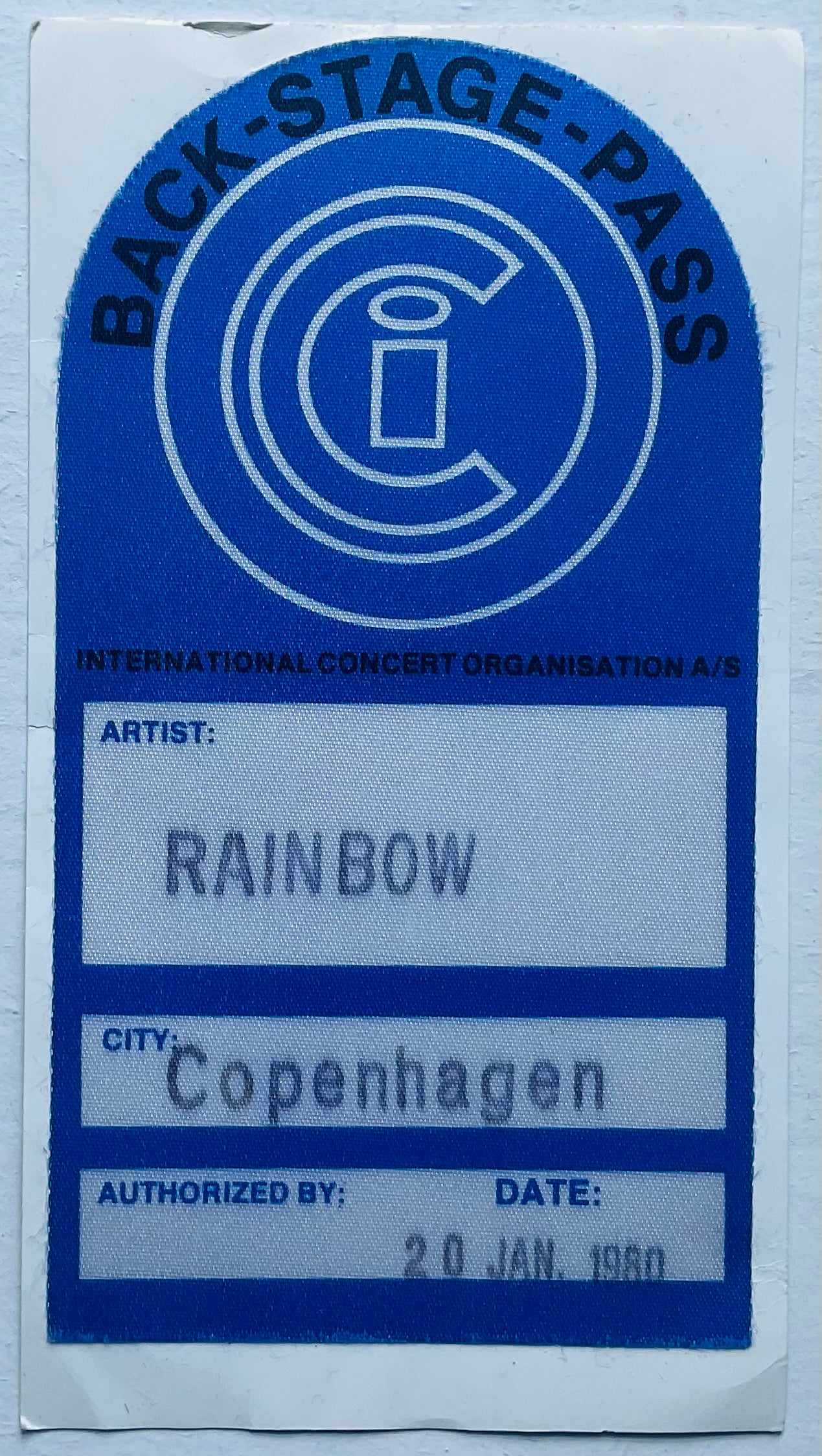 Rainbow Original Unused Concert Backstage Pass Ticket Falconer Salen Copenhagen 20th Jan 1980
