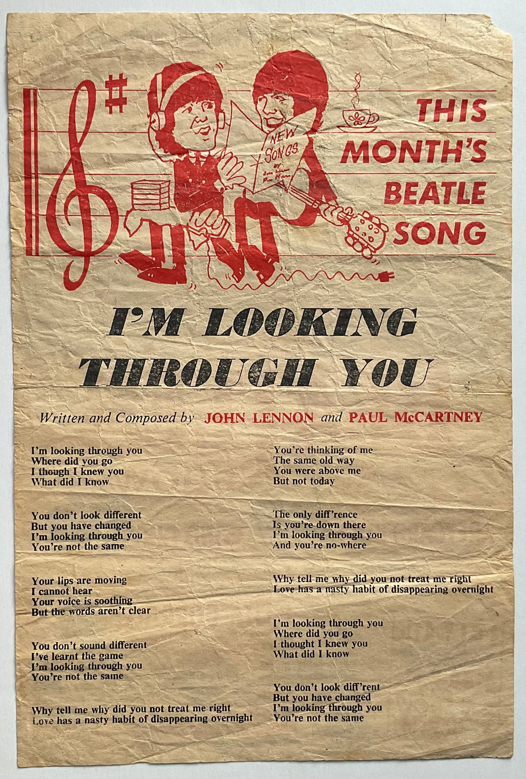 Beatles Original Concert Handbill Flyer Rizal Memorial Football Stadium Manila 4th Jul 1966