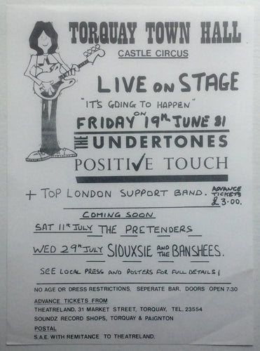 Undertones Siouxsie & the Banshees Original Concert Handbill Flyer Town Hall Torquay 1981