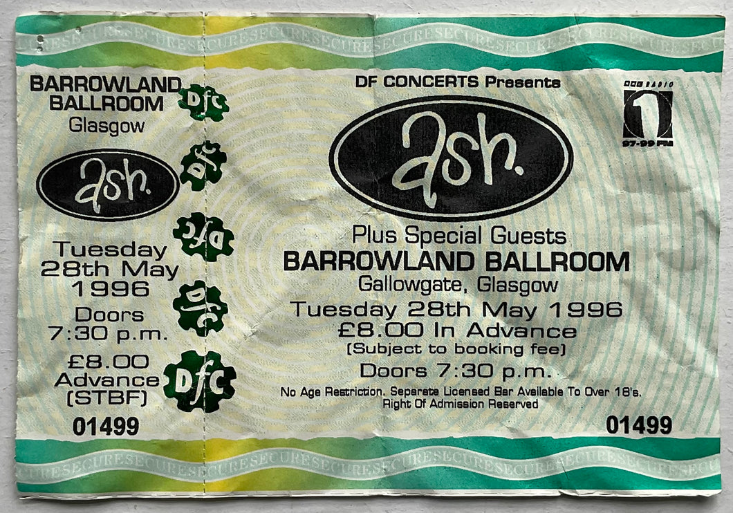 Ash Original Unused Concert Ticket Barrowland Ballroom Glasgow 28th May 1996
