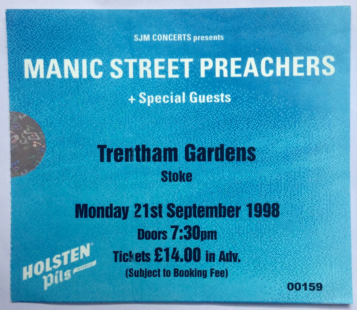 Manic Street Preachers Original Used Concert Ticket Trentham Gardens Stoke 21st Sept 1998