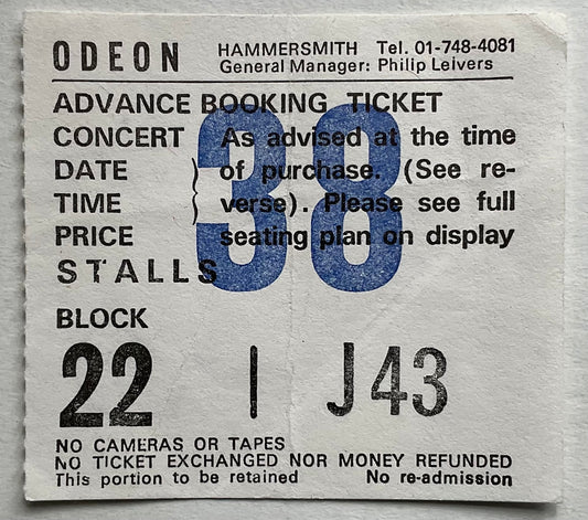 REO Speedwagon Original Used Concert Ticket Hammersmith Odeon London 1985