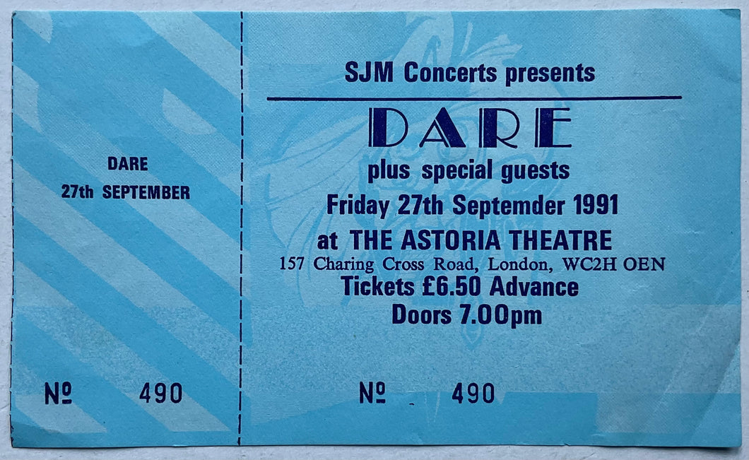 Dare Original Unused Concert Ticket Astoria London 27th Sep 1991