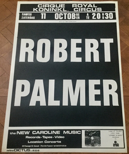 Robert Palmer Original Promo Concert Tour Gig Poster Cirque Royal Brussels 11th Oct 1980