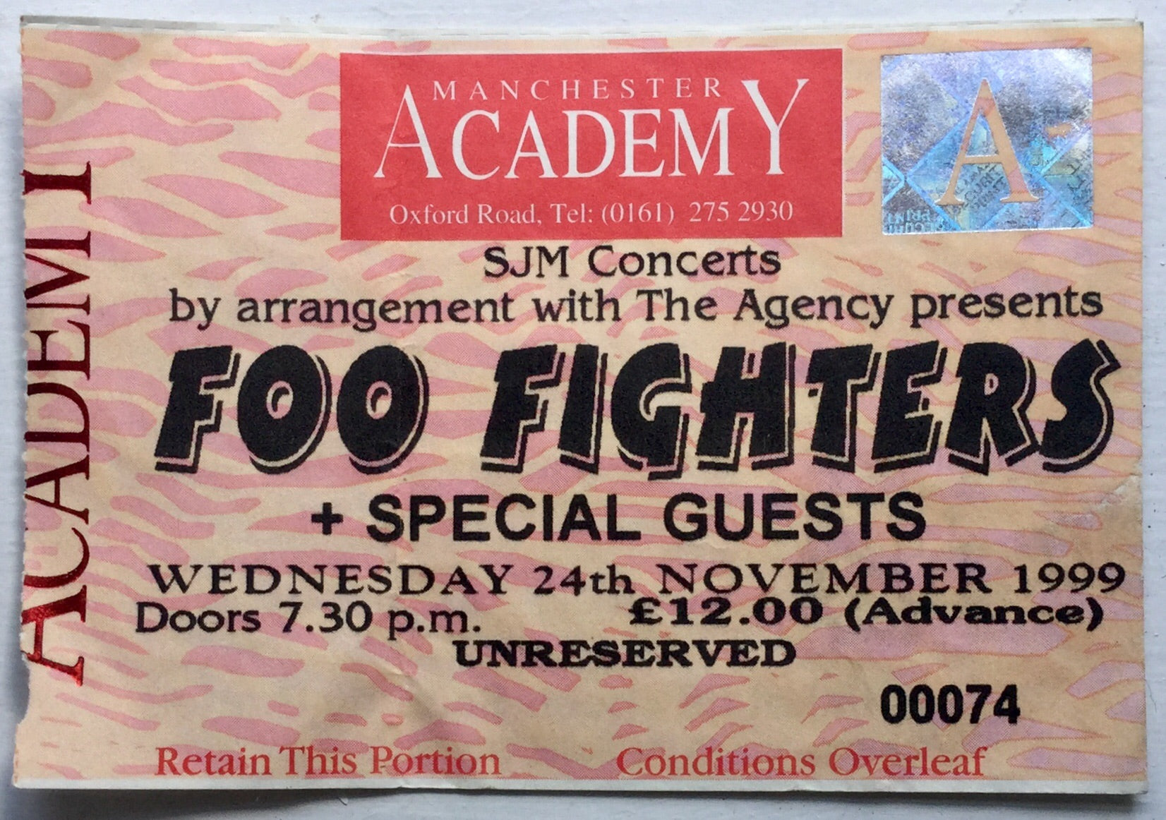 Foo Fighters Original Used Concert Ticket Manchester Academy 24th Nov 1999
